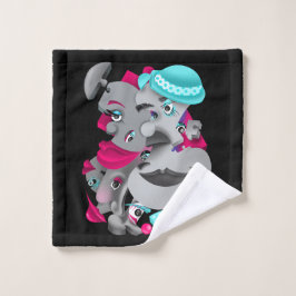 超現実パズル顔顔布 ウォッシュタオル