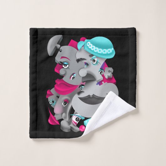 超現実パズル顔顔布 ウォッシュタオル (ウォッシュタオル)