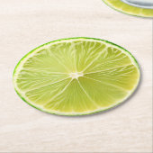 超現実主義ライムスライス飲料用コースター ラウンドペーパーコースター (アングル)