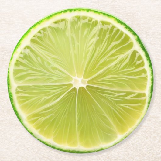 超現実主義ライムスライス飲料用コースター ラウンドペーパーコースター (正面)
