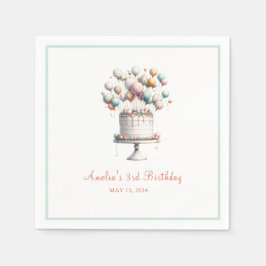 超現実主義者、かわいいバルーンとお誕生日ケーキカスタム スタンダードカクテルナプキン