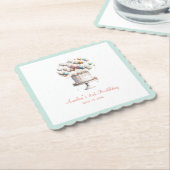 超現実主義者、かわいいバルーンとお誕生日ケーキカスタム ペーパーコースター (アングル)