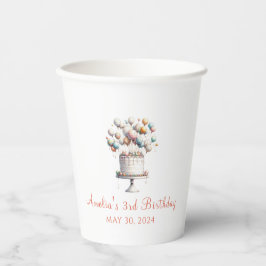 超現実主義者、かわいいバルーンとお誕生日ケーキカスタム 紙コップ