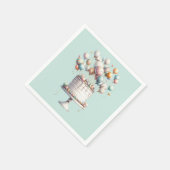 超現実主義者、かわいいバルーン&お誕生日ケーキブルー スタンダードカクテルナプキン (角)