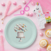 超現実主義者、かわいいバルーン&お誕生日ケーキブルー ペーパープレート (パーティー)