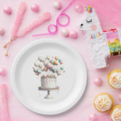 超現実主義者、かわいいバルーン&お誕生日ケーキホワイト ペーパープレート (パーティー)