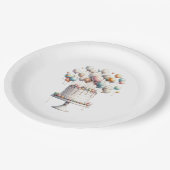 超現実主義者、かわいいバルーン&お誕生日ケーキホワイト ペーパープレート (アングル)