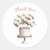 超現実主義者、風船とお誕生日ケーキありがとう ラウンドシール (正面)