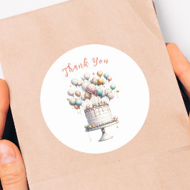 超現実主義者、風船とお誕生日ケーキありがとう ラウンドシール