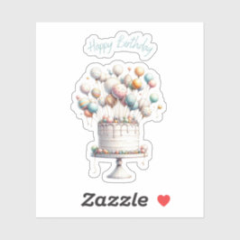 超現実主義風船とお誕生日ケーキ シール