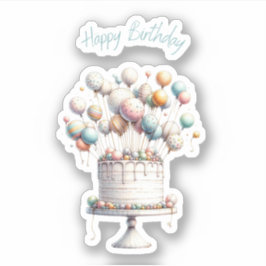 超現実主義風船とお誕生日ケーキ シール