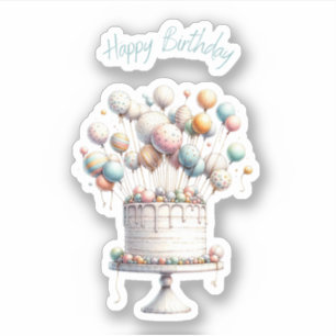 超現実主義風船とお誕生日ケーキ シール