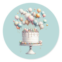 超現実主義風船とお誕生日ケーキ