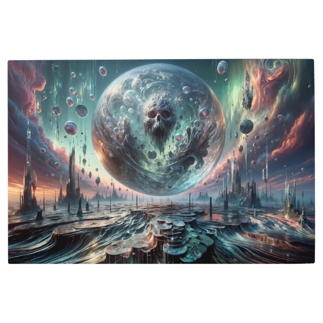 超現実圏の悪夢のようなクリスタルオルブ メタルプリント (正面)