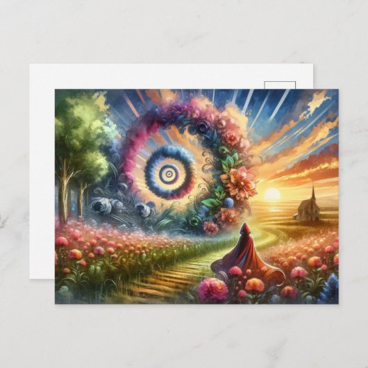 超現実小さな赤い乗馬フードフローラポータル ポストカード (正面/裏面)