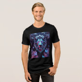 超現実幾何学ライオンジャングル – 未来的なシャツ トライブレンドTシャツ (正面全面)