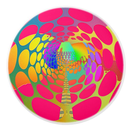 超現実幾何学抽象芸術 セラミックノブ (正面)