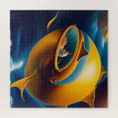 超現実抽象芸術飛んでいる潜水艦海ライフ ジグソーパズル (横)