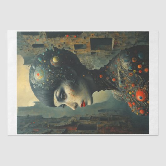 超現実的で魔法的な女性頭 薄葉紙 (正面)