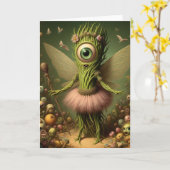 超現実的なアスパラの妖精 カード (黄色い花)