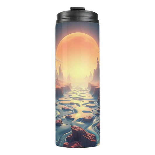 超現実的なエーテルの風景 | 川の上の満月 タンブラー (正面)