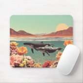 超現実的なクジラとサンゴの海の情景 マウスパッド (マウス)