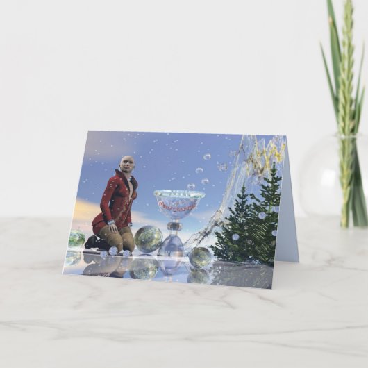 超現実的なクリスマスカードと女性とカスタム文字 シーズンカード (正面)