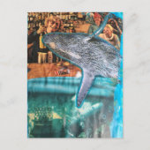 超現実的なコラージュ作品「クジラと楽しいひととき」 ポストカード (正面)