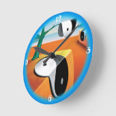 超現実的なソフト陰陽の景観。青縁ど色 ラウンド壁時計 (傾斜)