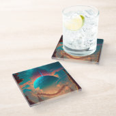 超現実的なタワーズプラネット幻想的な風景 ガラスコースター (アングル)