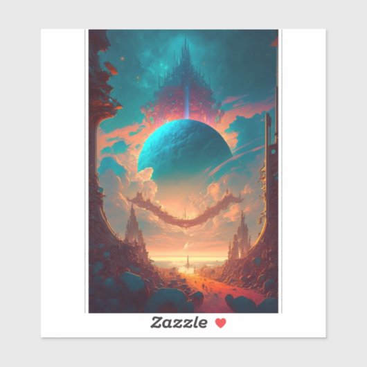 超現実的なタワーズプラネット幻想的な風景 シール (シート)