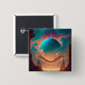 超現実的なタワーズプラネット幻想的な風景 缶バッジ (正面&裏面)