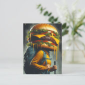 超現実的なハイカーチーズバーガーの頭 ポストカード (スタンド正面)