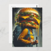 超現実的なハイカーチーズバーガーの頭 ポストカード (正面/裏面)