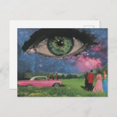 超現実的なパーティーレトロ人々と空の車の目 ポストカード (正面/裏面)