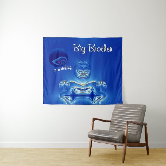 超現実的なビッグブラザーが時代の兆しを見る タペストリー (インサイチュ(横))