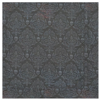 超現実的なホラースカル、黒に灰色  ファブリック