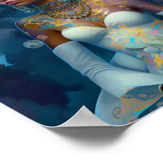 超現実的な世界のレディースコズミックアフリカンアメリカン・アート ポスター (角)