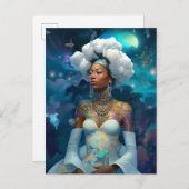 超現実的な世界のレディースコズミックアフリカンアメリカン・アート ポストカード (正面/裏面)
