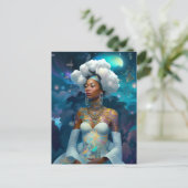超現実的な世界のレディースコズミックアフリカンアメリカン・アート ポストカード (スタンド正面)