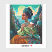 超現実的な世界のレディ・アフリカ・アメリカン・アート シール (シート)