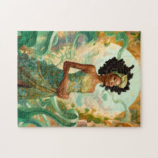 超現実的な世界のレディ・アフリカ・アメリカン・アート ジグソーパズル (横)