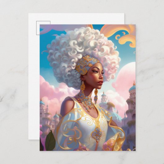 超現実的な世界のレディ・アフリカ・アメリカン・アート ポストカード (正面/裏面)