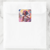 超現実的な世界のレディAfrican Americanアートピンク スクエアシール (バッグ)