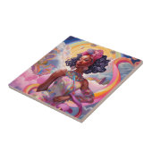 超現実的な世界のレディAfrican Americanアートピンク タイル (側面)