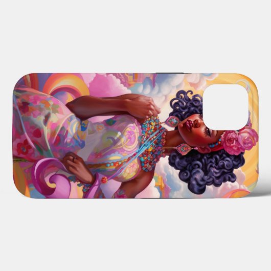 超現実的な世界のレディAfrican Americanアートピンク Case-Mate iPhoneケース (裏面 (横))