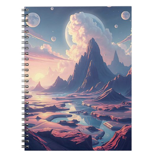 超現実的な別世界の風景の魔法の世界 ノートブック (正面)