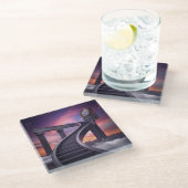 超現実的な夢のような風景の曲線階段 ガラスコースター (アングル)