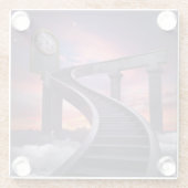 超現実的な夢のような風景の曲線階段 ガラスコースター (裏面)