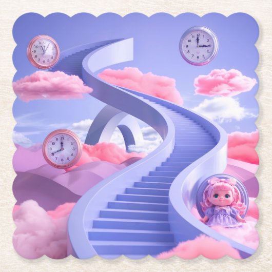 超現実的な夢の風景コースターセット ペーパーコースター (正面)